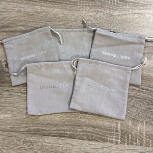 Michael Kors Gray Velvet Jewelry Pouches with Silver Logo